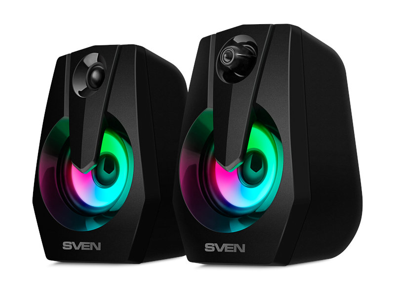 Колонки 2.0 SVEN 370, черный (6 Вт, питание USB, подсветка)