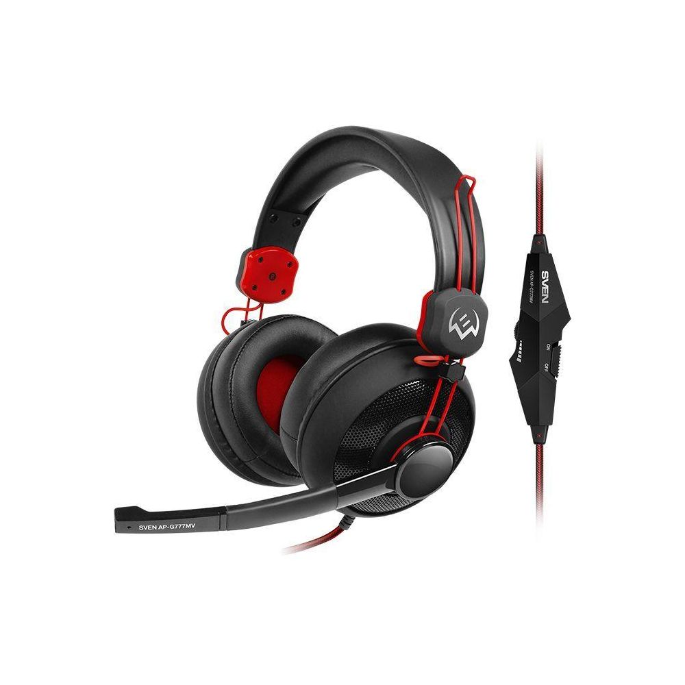 Наушники с микрофоном Sven AP-G777MV черный/красный 1.2м мониторные оголовье (SV-014209)