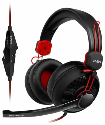 Наушники с микрофоном Sven AP-G777MV черный/красный 1.2м мониторные оголовье (SV-014209)