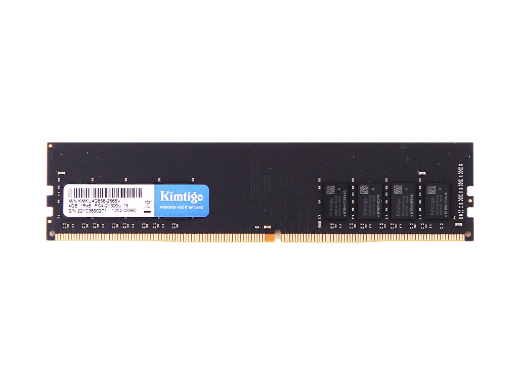 Память DDR4 4Gb 2666MHz Kimtigo KMKU4G8582666 RTL PC4-21300 CL19 DIMM 288-pin 1.2В single rank Ret