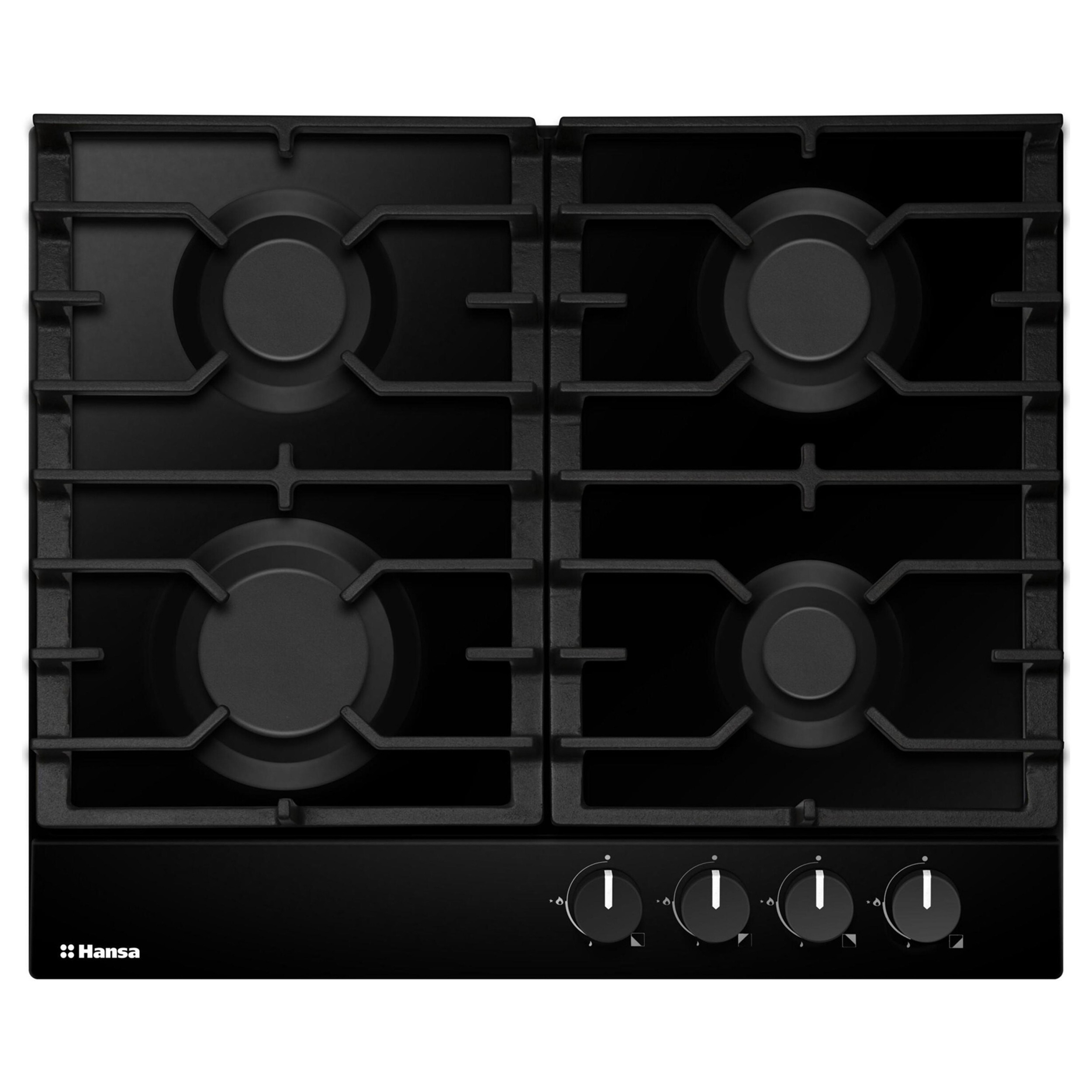 Газовая варочная поверхность HANSA BHGS630301 [эмал. сталь, конф.-4 шт, эл-поджиг., газконт., реш.-чугун, черный]