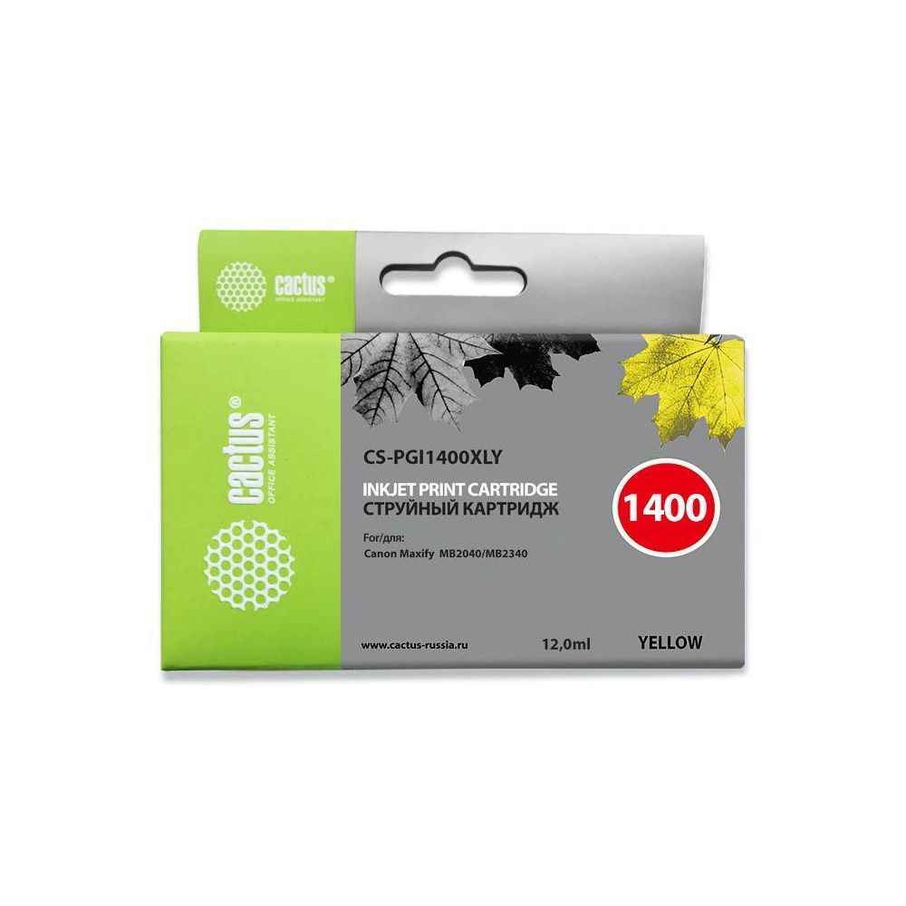 Картридж струйный Cactus CS-PGI1400XLY желтый (12мл) для Canon MB2050/MB2350/MB2040/MB2340