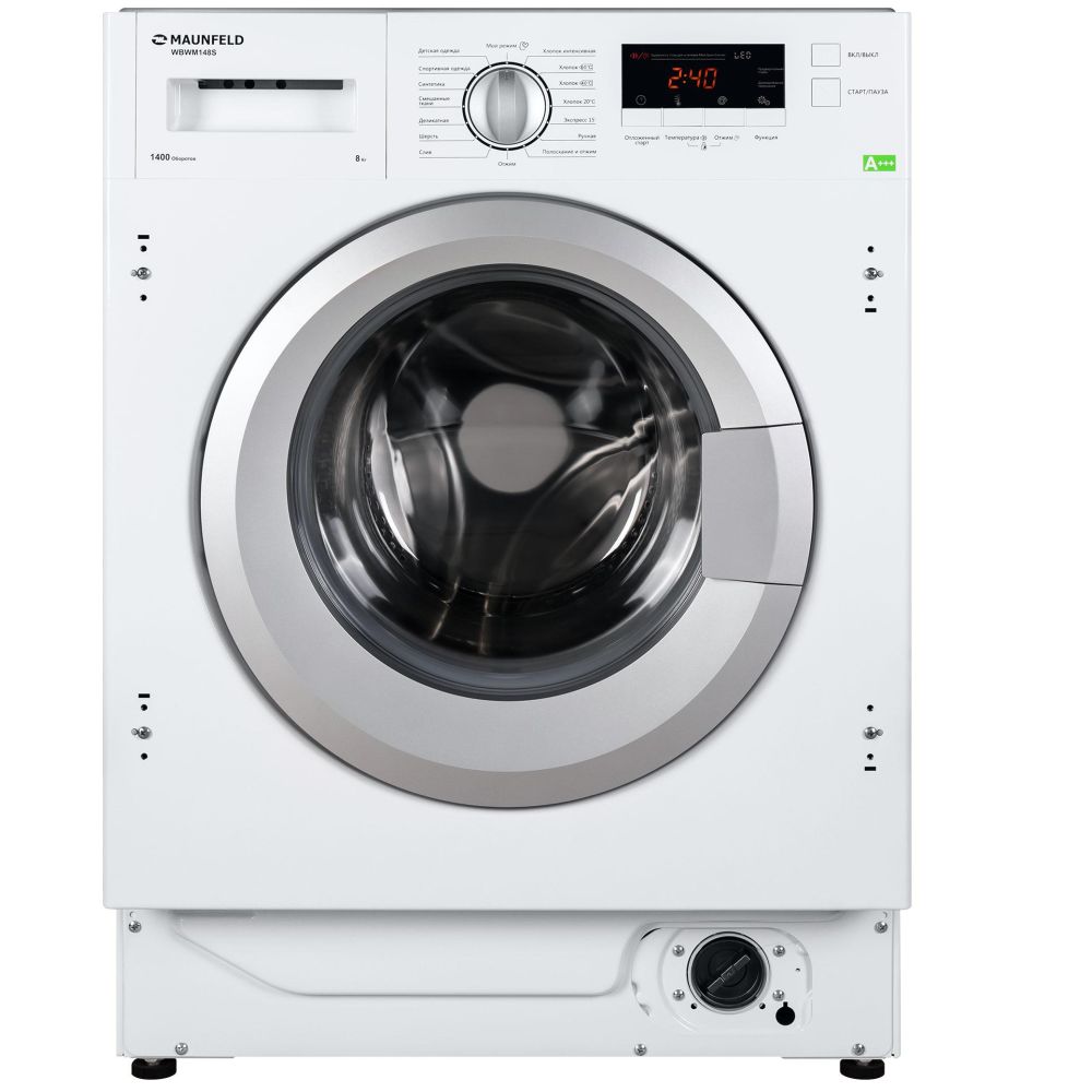 Встраиваемая стиральная машина MAUNFELD MBWM148S, до 8 кг, 1400 об/мин, гл-54см, белый