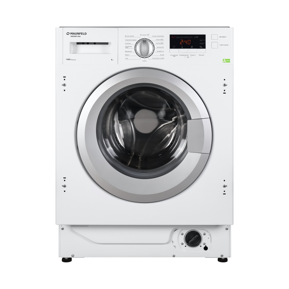 Встраиваемая стиральная машина MAUNFELD MBWM148S, до 8 кг, 1400 об/мин, гл-54см, белый