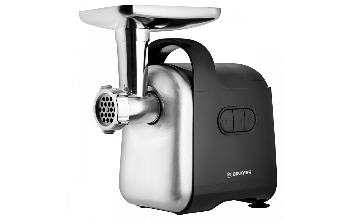 BRAYER 1602BR Мясорубка 2000 Вт, реверс, насадки кеббе, колбасы, овощей, отсек для хранен, 2 диска