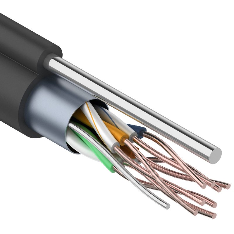 REXANT (01-0144) Кабель FTP CAT5e 4 пары (305м) 0.51 мм OUTDOOR + ТРОС*1