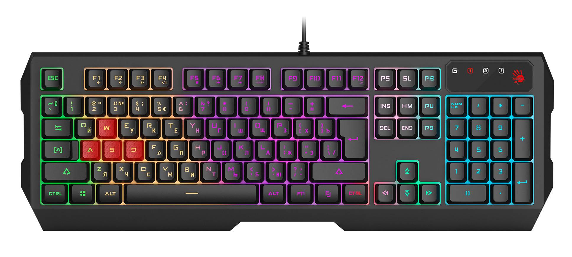 Клавиатура A4TECH Bloody B140N, USB, c подставкой для запястий, черный