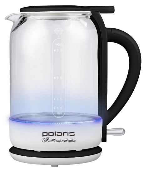 Чайник электрический Polaris PWK 1753CGL 1.7л. 1950Вт белый/черный (корпус: пластик/стекло)