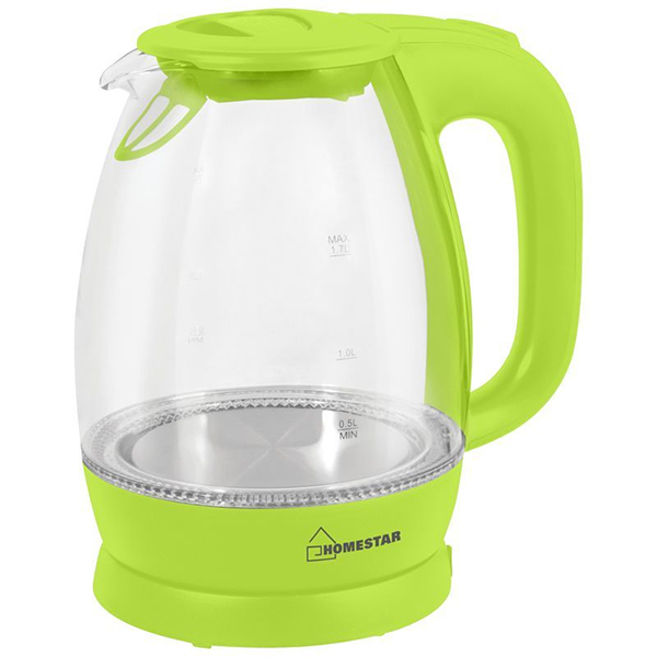 Чайник Homestar HS-1012 (1,7 л) стекло, пластик зеленый