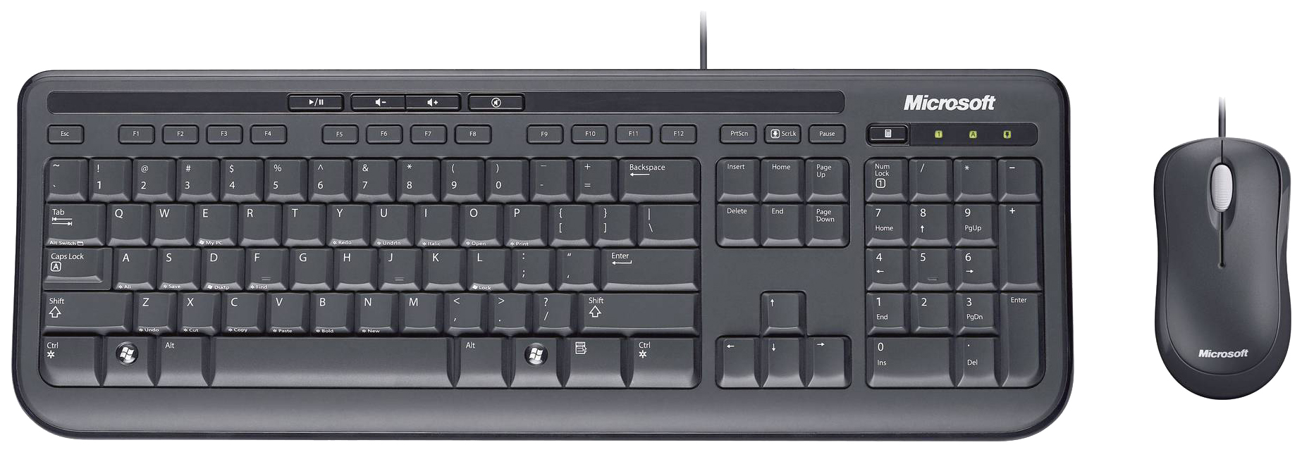 Клавиатура + мышь Microsoft Wired 600 клав:черный мышь:черный USB Multimedia