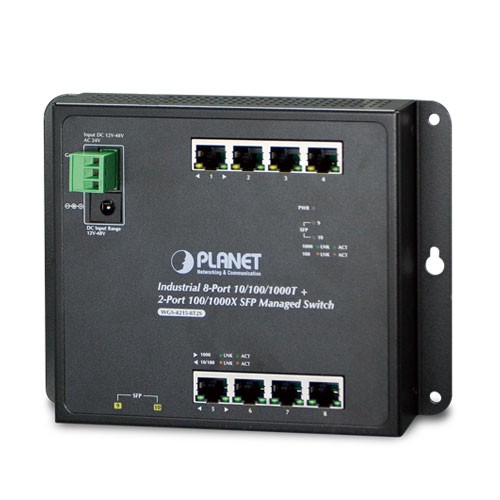 WGS-4215-8T2S индустриальный коммутатор IP30, IPv6/IPv4, 8-Port 1000TP + 2-Port 100/1000F SFP