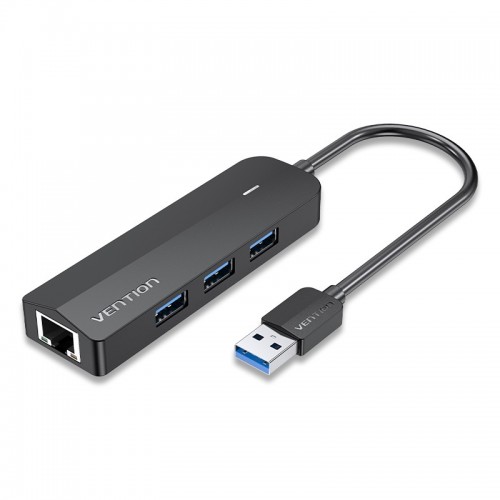 3-port OTG USB 3.0 Hub Vention CHNBB Черный 0.15м + LAN