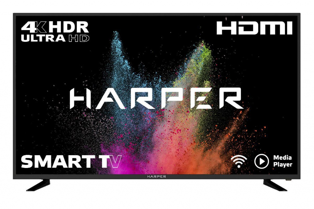 55" Harper 55U660TS (4K UHD 3840x2160, Smart TV) черный