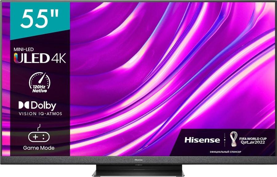 55" Hisense 55U8HQ (4K UHD 3840x2160, Smart TV) черный