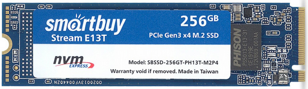 Твердотельный накопитель SSD M.2 2280 256Gb Smartbuy Stream E13T PCIe Gen3x4 [SBSSD-256GT-PH13T-M2P4] TLC 3D NAND (R1700/W1150MB/s)