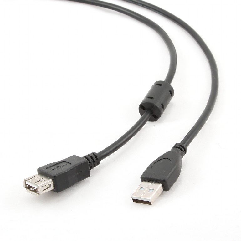 Кабель Am - Af USB2.0 удлинитель 4.5 м феррит кольцо, чёрный Gembird
