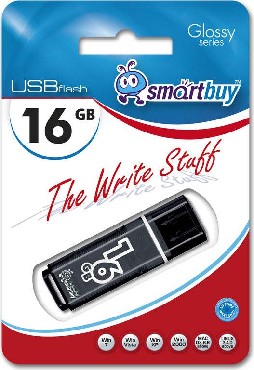 Флешка 16Gb USB 2.0 SmartBuy Glossy Glossy, черный