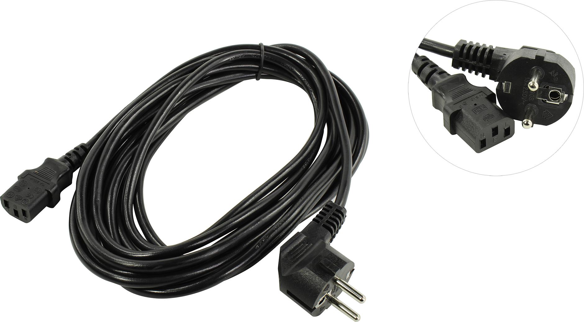 Кабель питания Wize CAC10-EU-C13-3M 3 м, евровилка 3 pin - C13, 10 А, черный, пакет