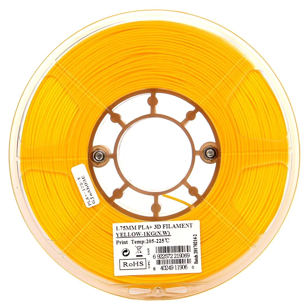 Катушка пластика PLA+ filament, 1.75 mm, yellow, 1 kg/roll