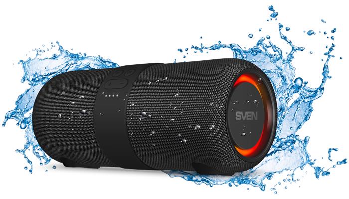 Портативная акустика SVEN PS-340, 24 Вт, FM, AUX, USB, Bluetooth, подсветка, черный