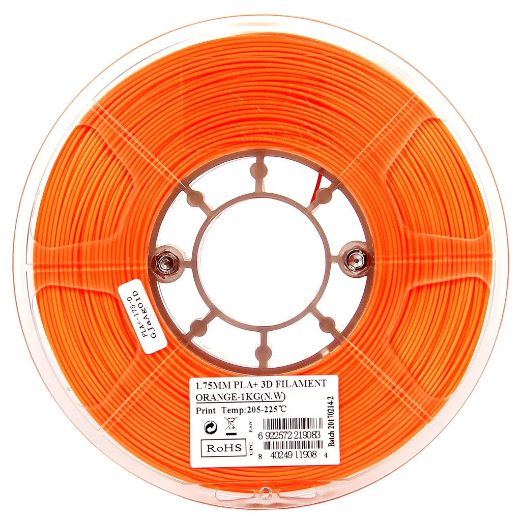 Катушка пластика PLA+ filament, 1.75 mm, orange, 1 kg/roll