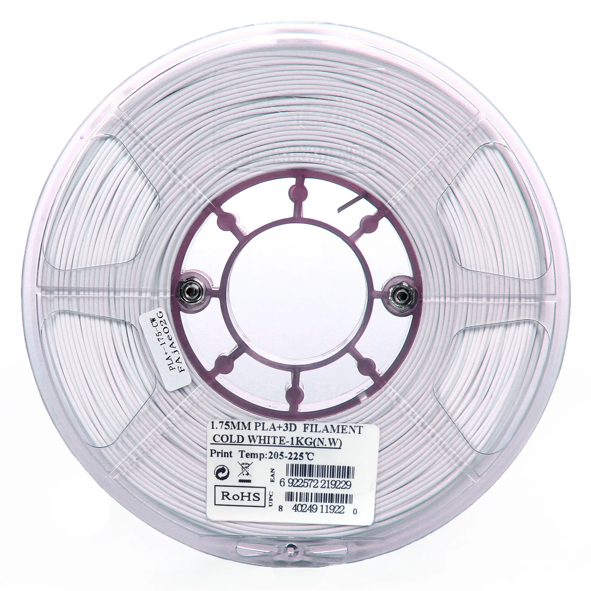 Катушка пластика PLA+ filament, 1.75 mm, cold white, 1 kg/roll