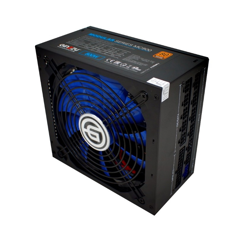 Блок питания GiNZZU MC800 800 Вт [80+ Bronze, ATX vATX 12V 2.3, APFC, SM, 140 x 140 мм fan, 4+4 pin CPU, 6+2 pin x4 PCI-E, 8 SATA][17297]