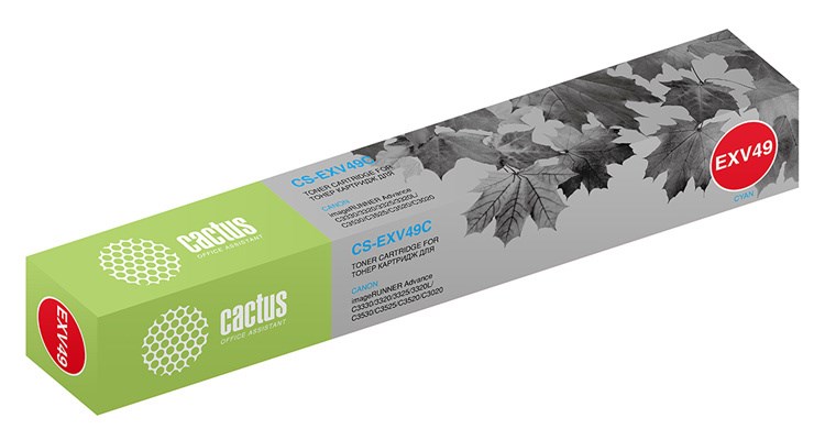 Картридж лазерный Cactus CS-EXV49C C-EXV49C C голубой (19000стр.) для Canon IR C3320/C3320i/C3325i/C3330i/C3500/C3520i MFP/C3525i MFP/C3530i MFP
