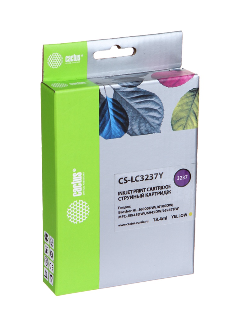 Картридж струйный Cactus CS-LC3237Y желтый (18.4мл) для Brother HL-J6000DW/J6100DW