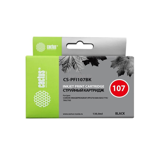 Картридж струйный Cactus CS-PFI107BK PFI-107BK черный (130мл) для Canon IP iPF670/iPF680/iPF685/iPF770/iPF780/iPF785/