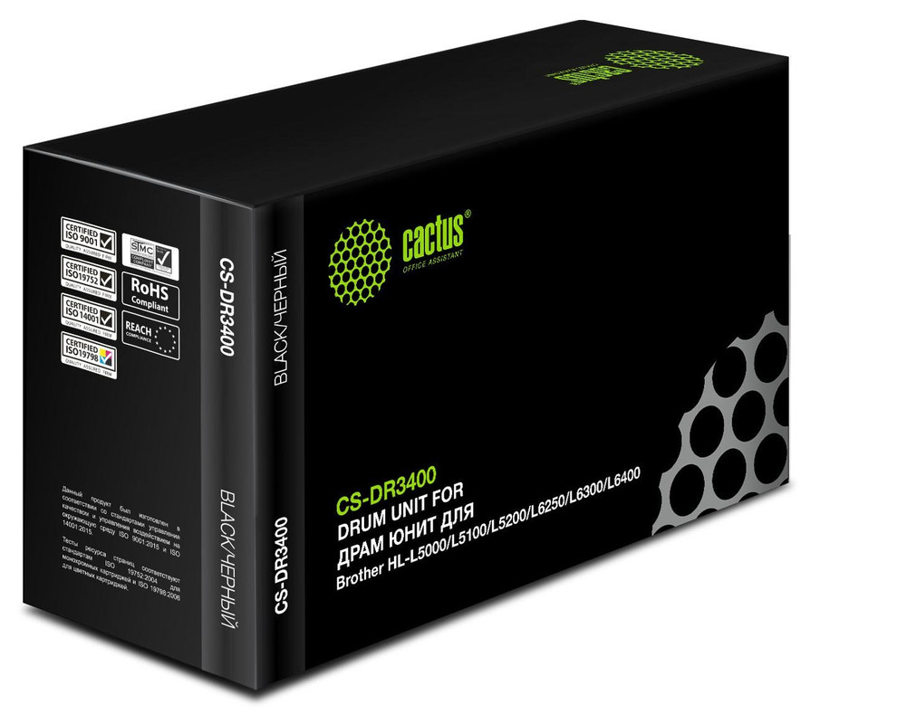 Блок фотобарабана Cactus CS-DR3400 DR-3400 черный ч/б:30000стр. для HL-L5000/L5100/L5200/L6250/L6300/L6400, DCP-L5500 Brother