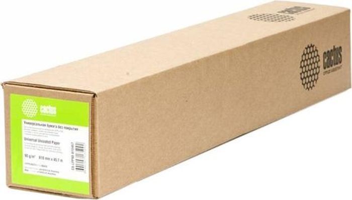 Бумага Cactus CS-PC90-61045 24"(A1) 610мм-45м/90г/м2/белый CIE169% универсальная (с покрытием) втулка:50.8мм (2") (упак.:1рул)