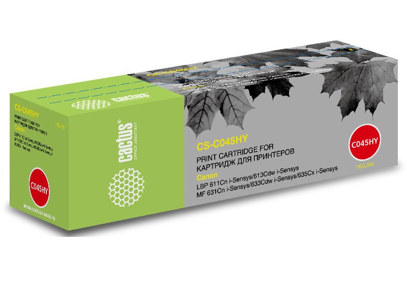 Картридж лазерный Cactus CS-C045HY 045 H Y желтый (2200стр.) для Canon LBP 611Cn/613Cdw/631Cn/633Cdw