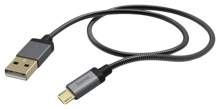 Кабель Hama Metal 00173625 USB (m)-micro USB (m) 1.5м черный