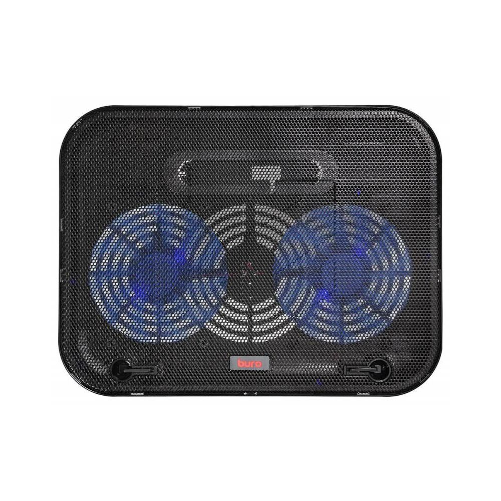 Подставка для ноутбука Buro BU-LCP140-B214H 14"338x255x22мм 1xUSB 2x 140ммFAN 480г металлическая сетка/пластик черный