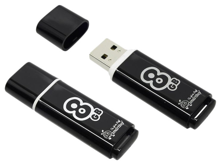 Флешка 8Gb USB 2.0 SmartBuy Glossy Glossy, черный (SB8GBGS-K)