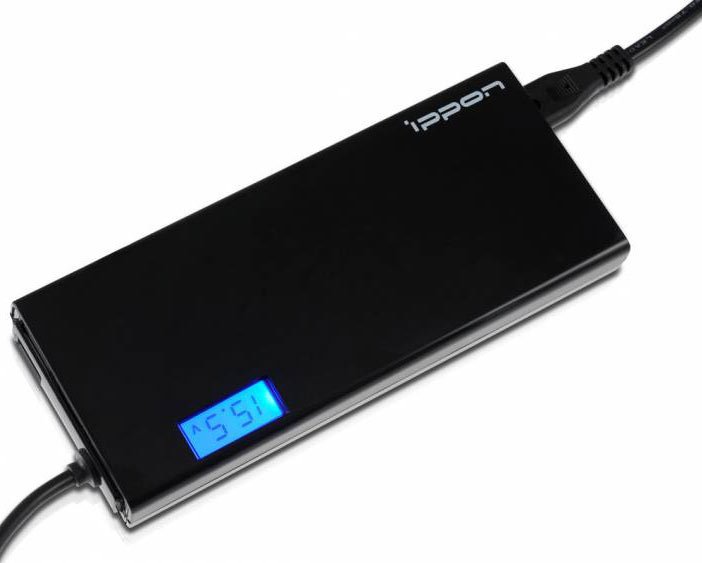 Блок питания Ippon SD90U автоматический 90W 15V-19.5V 11-connectors 4.5A 1xUSB 2.1A от бытовой электросети LСD индикатор