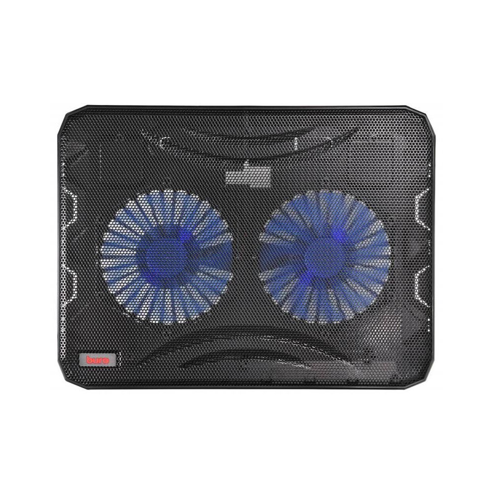 Подставка для ноутбука Buro BU-LCP156-B214 15.6"358x270x21мм 1xUSB 2x 140ммFAN 597г металлическая сетка/пластик черный