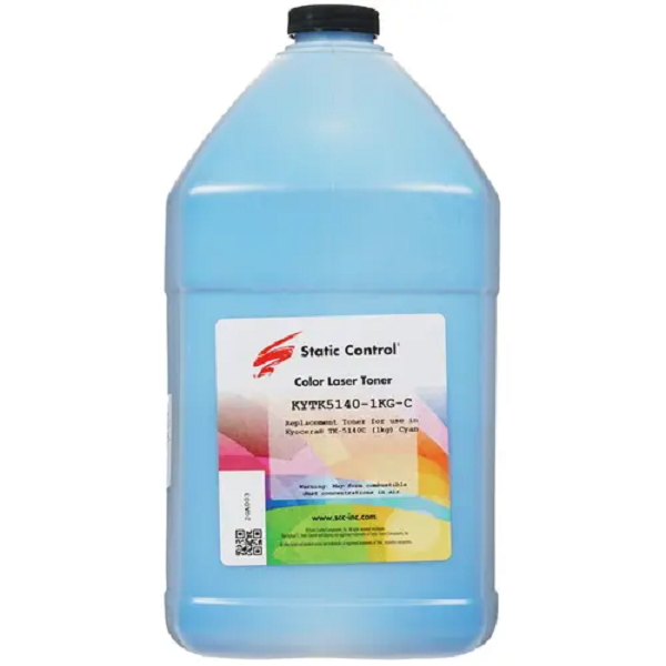 Тонер Static Control KYTK5140-1KG-C голубой флакон 1000гр. для принтера Kyocera EcoSys-M6030/M6530/P6130/M6035/M6535/P6035