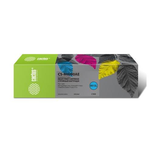 Картридж струйный Cactus CS-M0J90AE 991XL голубой (250мл) для HP PW 755dn/MFP774dn/779dn/Pro750dw/772dn