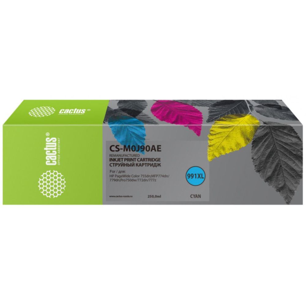 Картридж струйный Cactus CS-M0J90AE 991XL голубой (250мл) для HP PW 755dn/MFP774dn/779dn/Pro750dw/772dn
