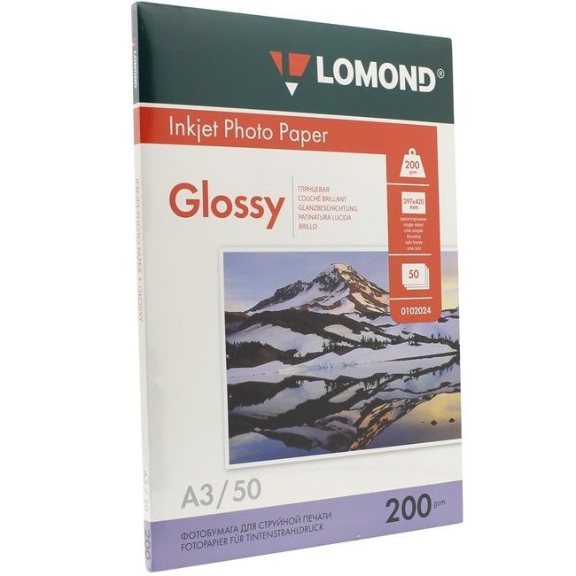 Фотобумага Lomond 0102024 A3/200г/м2/50л./белый глянцевое для струйной печати