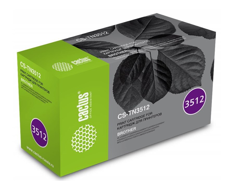 Картридж лазерный Cactus CS-TN3512 TN-3512 черный (12000стр.) для Brother DCP L6600DWHL/L6250DNHL/L6300DWHL/L6400DWHL/L6400DWTMFC/L6800DWMFC/L6800DWTMFC/L6900DWMFC/L6900DWT