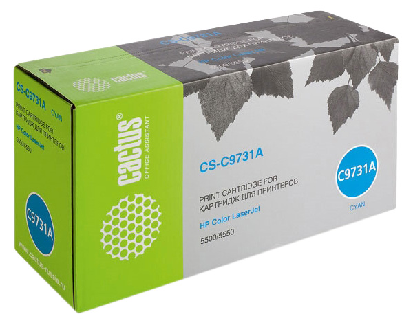 Картридж лазерный Cactus CS-C9731A голубой (13000стр.) для HP CLJ 5500/5550