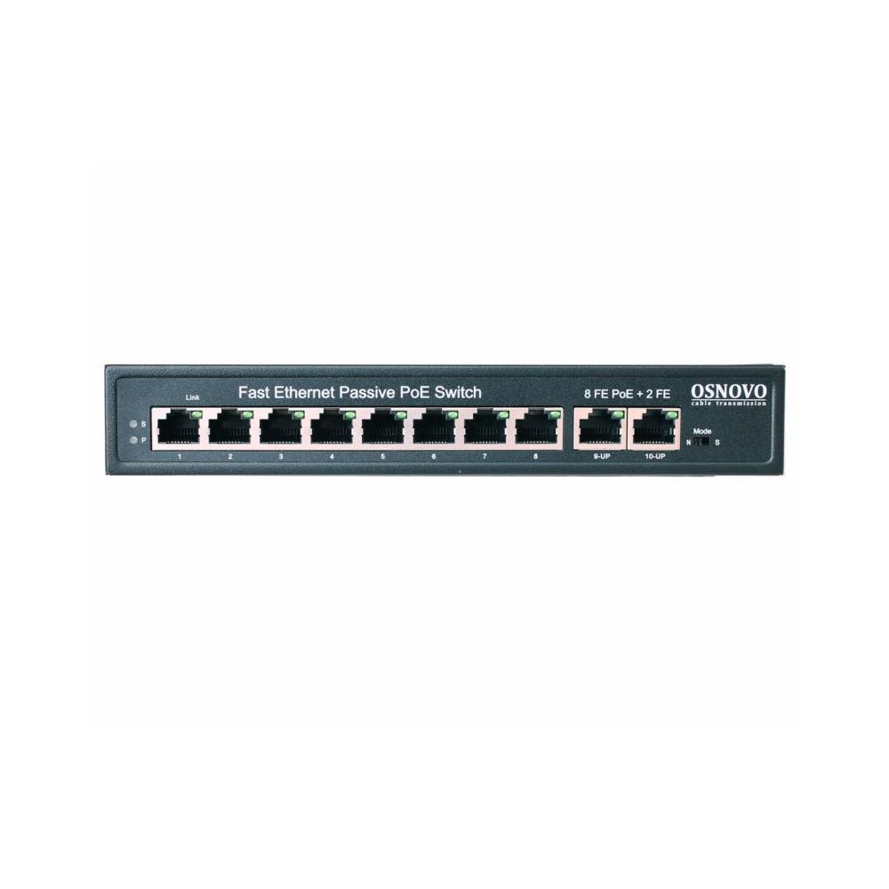 Коммутатор/ OSNOVO Passive PoE коммутатор, 8*10/100 Base-T+ 2*10/100 Base-T Uplink, до 30W на порт