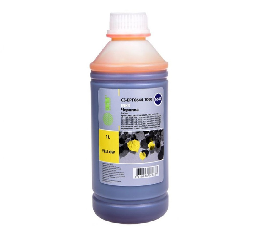 Чернила Cactus CS-EPT6644-1000 T6644 желтый 1000мл для Epson L100/L110/L120/L132/L200/L210/L222/L300/L312/L350/L355/L362/L366/L456/L550/L555/L566/L1300