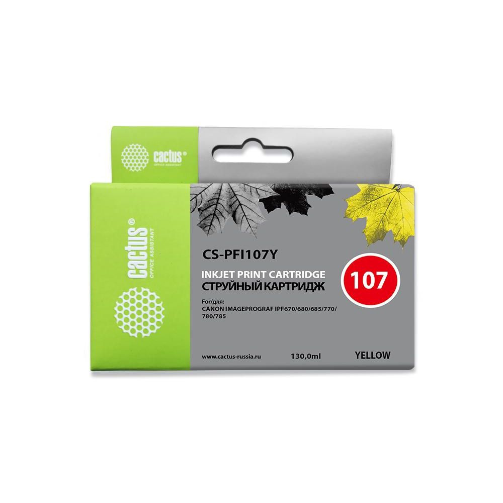 Картридж струйный Cactus CS-PFI107Y PFI-107Y желтый (130мл) для Canon IP iPF670/iPF680/iPF685/iPF770/iPF780/iPF785/