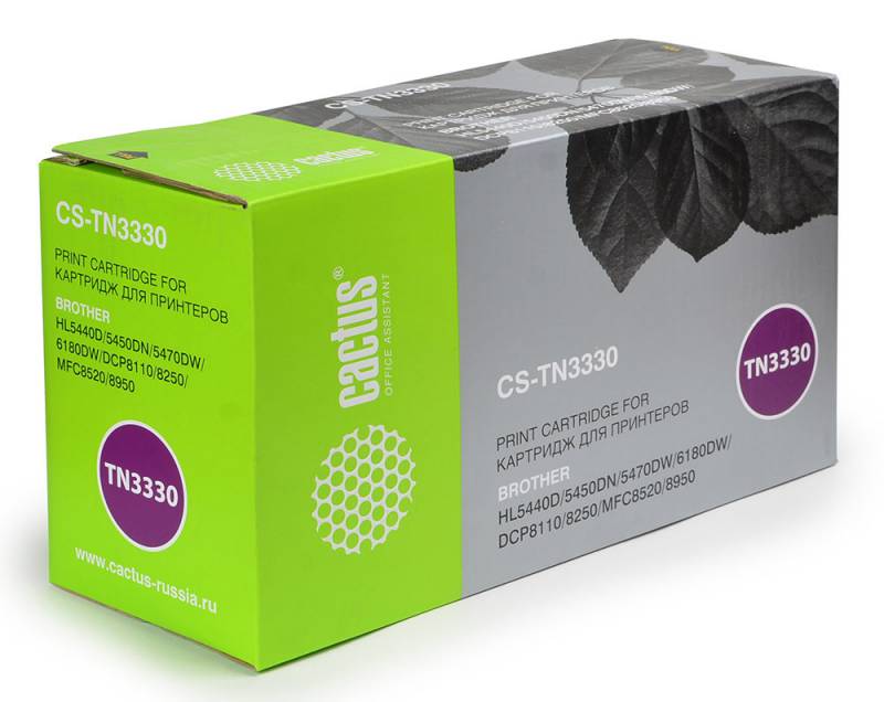 Картридж лазерный Cactus CS-TN3330 TN-3330 черный (3000стр.) для Brother HL-5440D/5450DN/5470DW/6180DW/DCP8110/8250/MFC-8520/8950