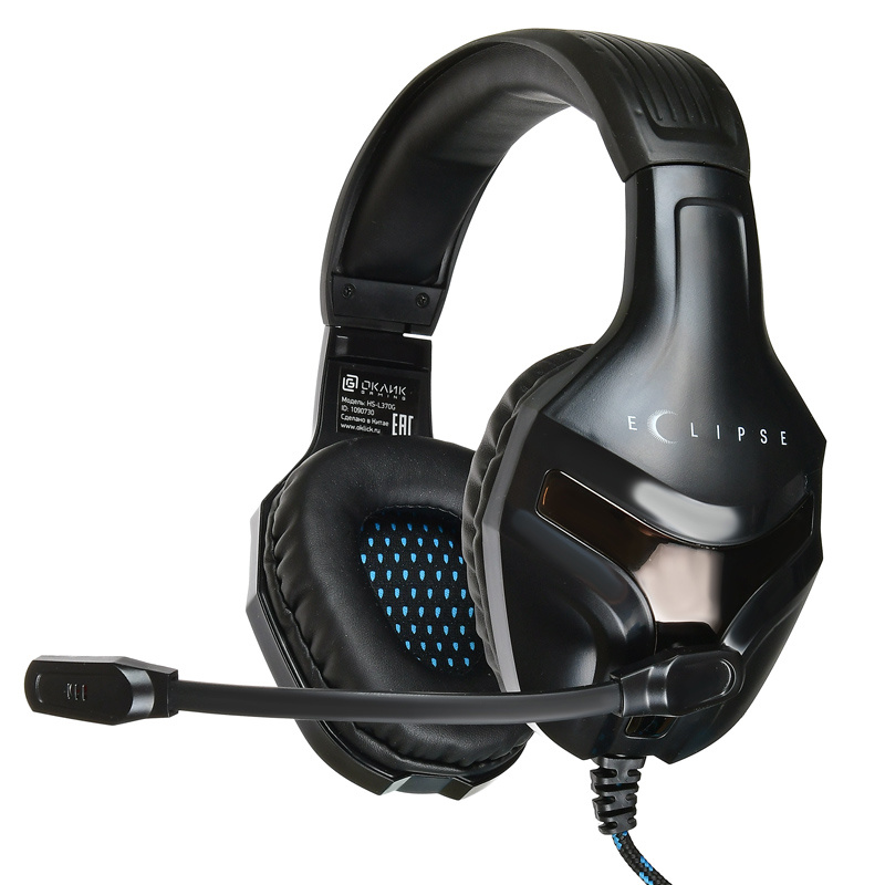 Наушники с микрофоном Оклик HS-L370G ECLIPSE черный 2м мониторные оголовье (1090730)