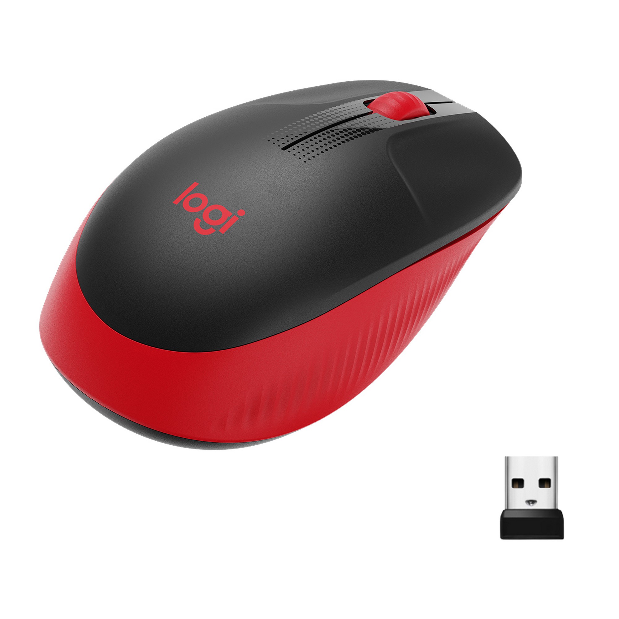 Мышь Logitech M190 черный/красный оптическая (1000dpi) беспроводная USB (2but)
